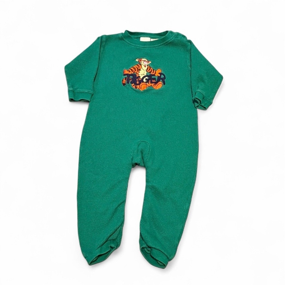 Vintage Disney Store Tigger‎ Thermal Waffle Romper Green 24 Months